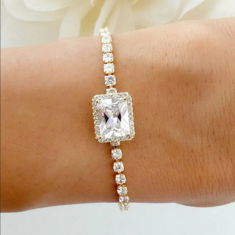14K Gold 2ct Square Diamond Tennis Bracelet Jewelry 14 Karat Silver 7" NEW 2 ct